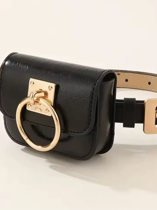 Lux mini bag Black Leather Belt Bag with Gold Ring Accent main image 7